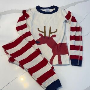 Hanna Andersson Striped Reindeer Kids Pajamas size 8